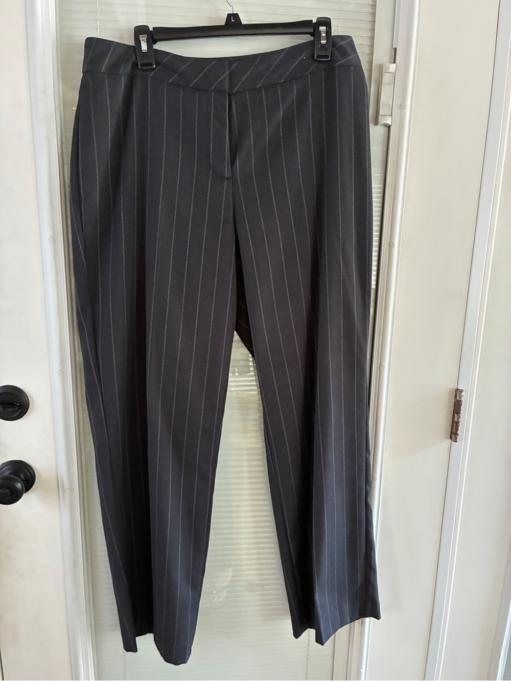 Kim Rogers Dark Gray Pinstripe Straight Leg Pants